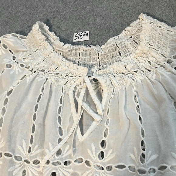 Coastal Fairy Eyelet Top Small Boho Coquette Conchita Cottage BeachSheer Summer - Picture 2 of 8